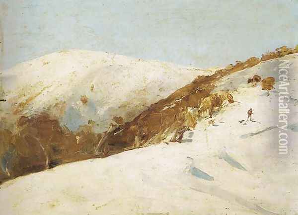 Mailman to Omeo (Snow Shoes) Oil Painting - Tom Roberts