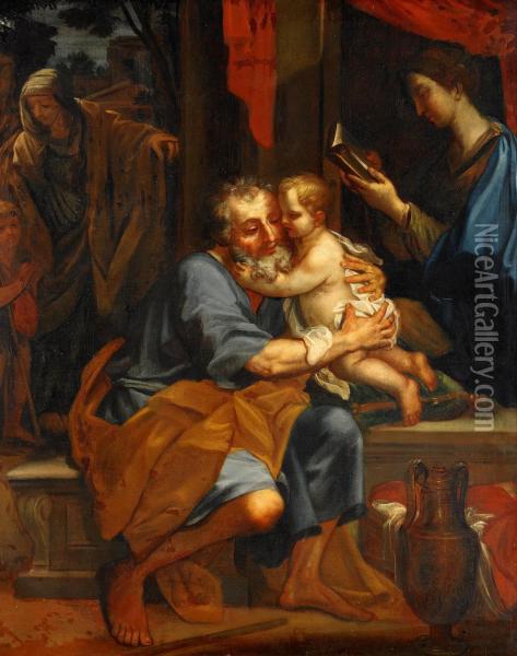 Den Heliga Familjen Oil Painting - Giovanni Battista (Baciccio) Gaulli