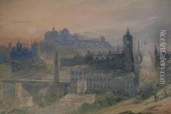 Edinburgh From Carlton Hill Oil Painting - William Miller