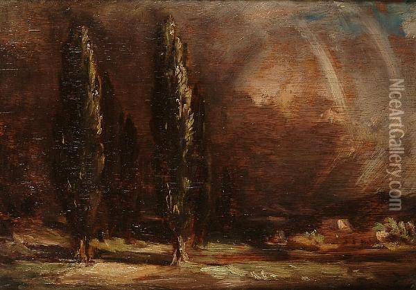 Poplars Near Buildwas Oil Painting - Philip Wilson Steer