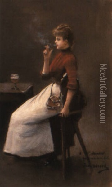 Jeune Femme A La Cigarette Oil Painting - Jean Beraud