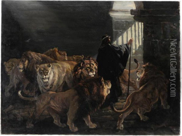 Daniel In The Lion's Den Oil Painting - William Henry Drake