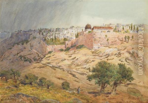 Jerusalem From The Bethlehem Road Oil Painting - Henry Andrew Harper