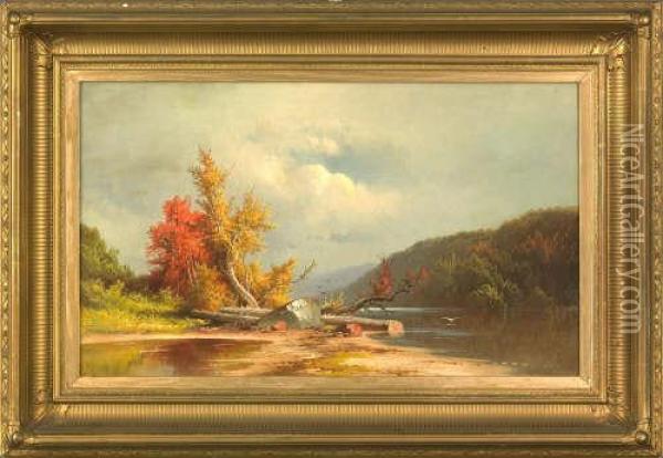 Autumnal Landscape Oil Painting - George Frederick Bensell