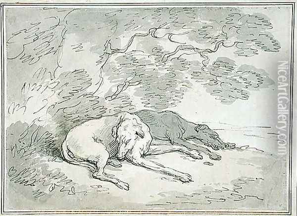 Greyhounds Asleep Oil Painting - Thomas Rowlandson