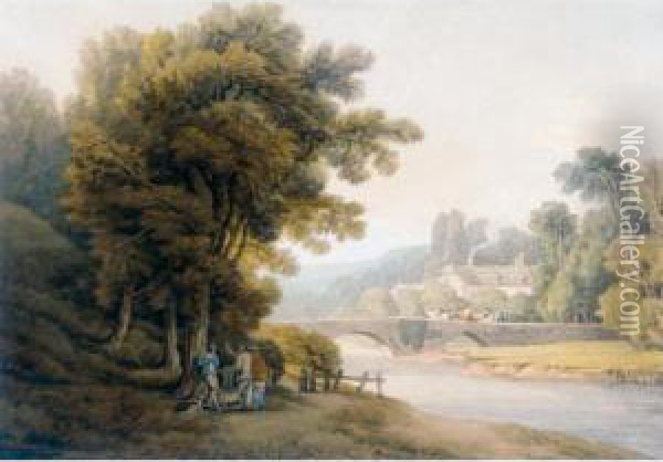 Dunsford Bridge, East Devon Oil Painting - John White Abbott