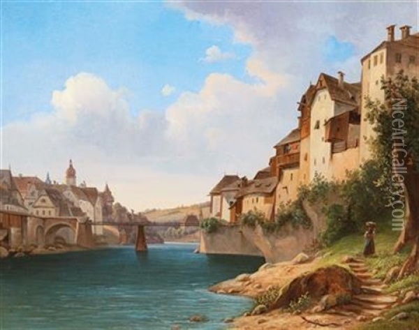 View Of Waidhofen An Der Ybbs Oil Painting - Franz Wipplinger