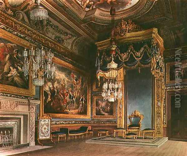 The Kings Audience Chamber, Windsor Castle from Pynes Royal Residences, 1818 Oil Painting - William Henry Pyne