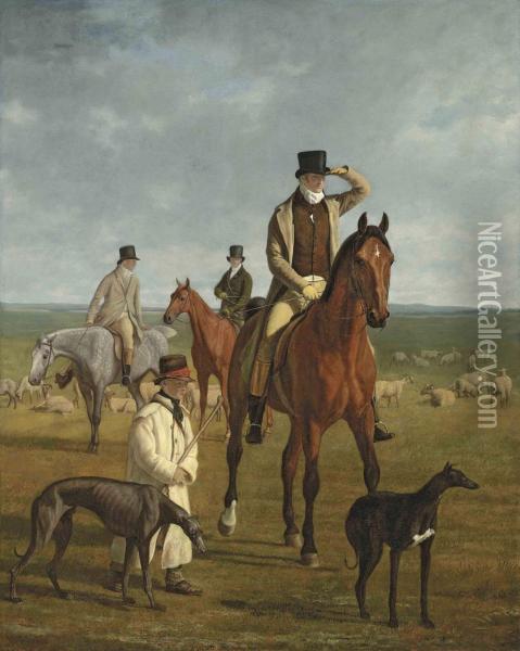 Lord Rivers Out Coursing On Newmarket Heath Oil Painting - Jacques Laurent Agasse