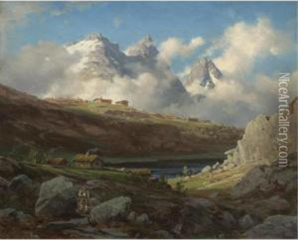 Fjellvandrer (the Mountain Wanderer) Oil Painting - Johan Frederick Eckersberg