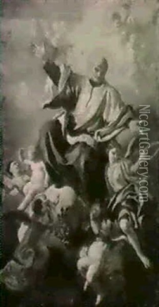 A Male Ecclesiastic In Glory Oil Painting - Francesco de Mura