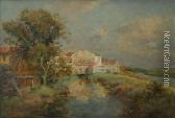 La Maison Pres De L'ecluse Oil Painting - Edmond Marie Petitjean