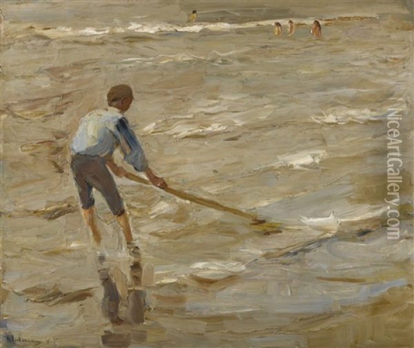 Muschelfischer (graue See) (mussel Fisher (grey Sea)) Oil Painting - Max Liebermann