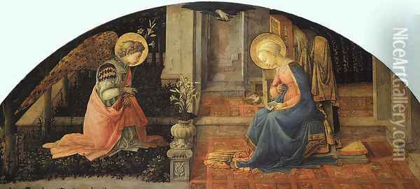 Annunciation 1448-50 Oil Painting - Fra Filippo Lippi