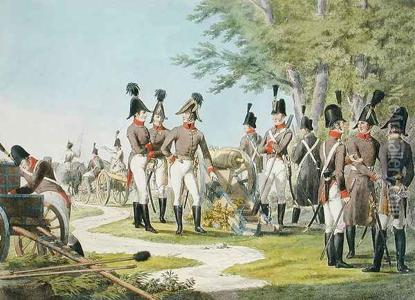 The New Artillery and Equipment of the Imperial Royal Austrian Army after the Napoleonic Wars, c.1820 Oil Painting - Stubenrauch, Phillip von