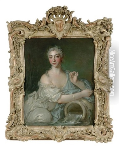 Portrait D'une Dame De Qualite En Source Oil Painting - Louis Richard Francois Dupont