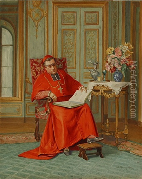 Lezende Kardinaal Oil Painting - Victor Marais-Milton