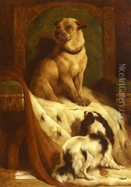 Geordie Sits In Charlie's Chair Oil Painting - Edwin Douglas