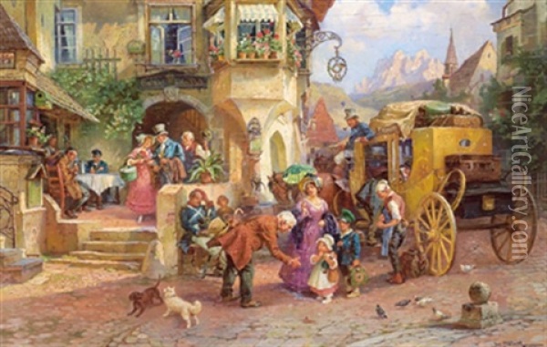 Vor Dem Wirtshaus, Munchen Oil Painting - Josef Egon Frank