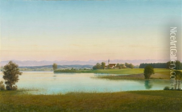 Chiemsee Oil Painting - Georg Schrimpf