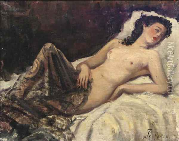 A reclining nude Oil Painting - Pio Joris
