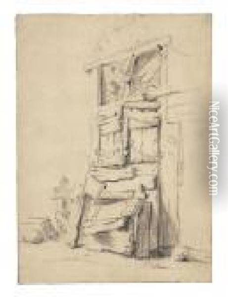 The Boarded-up Door Of A Cottage Oil Painting - Isaack Jansz. van Ostade
