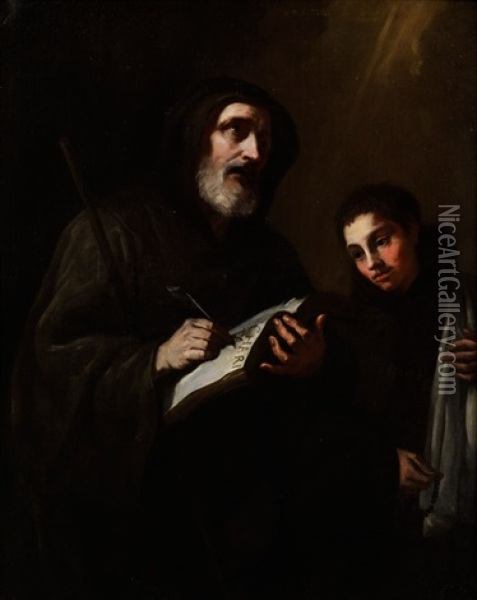 Der Heilige Francesco Di Paola In Begleitung Eines Jungen Bruders Oil Painting - Jusepe de Ribera