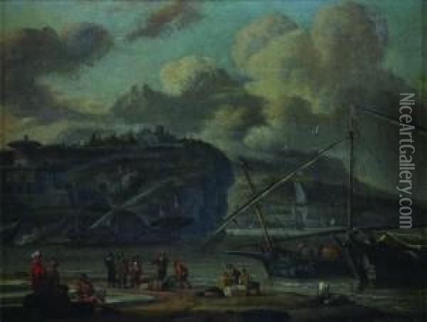 In The Harbor Oil Painting - Abraham Storck