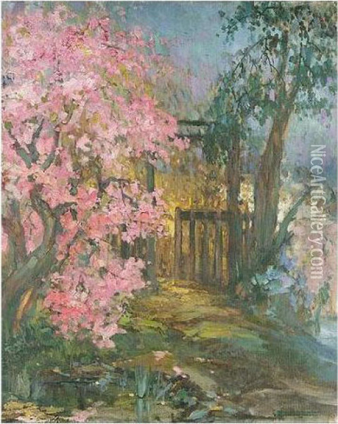 Cherry Blossom Oil Painting - Pierre Amedee Marcel-Beronneau