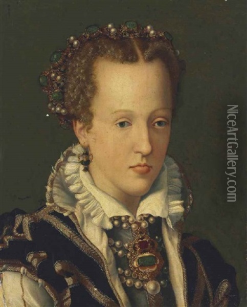 Portrait Of Joanna Of Austria (1547-1578) Oil Painting - Alessandro di Cristofano Allori