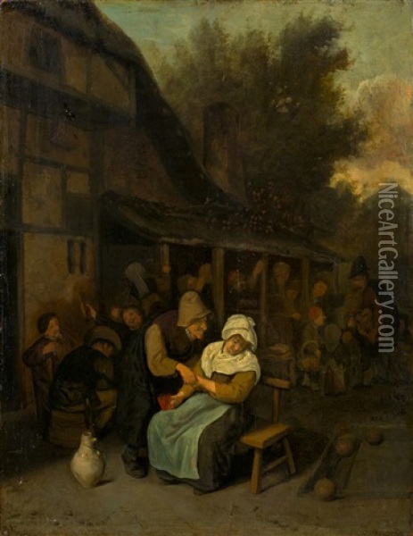 Old Man In Love Oil Painting - Cornelis Dusart