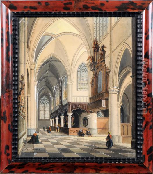 Interieur D'eglise Oil Painting - Emile Pierre J. De Cauwer