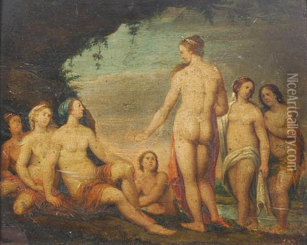 The Toilet Of Venus Oil Painting - Cornelis Van Poelenburch