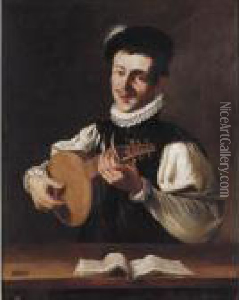 Lute Player: The Sense Of Hearing Oil Painting - Jusepe de Ribera