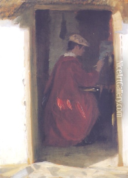 Interior I Ravello Med Kunstnerens Hustru Marie Oil Painting - Peder Severin Kroyer