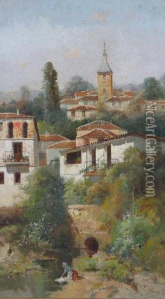 Village Landscape Oil Painting - Jose Maria Jardines