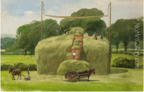 Gathering Hay Oil Painting - William J. Ferguson