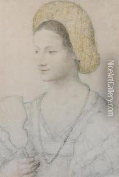 A Sketch Depicting A Woman In The Court Of Henry Viii Ofengland Oil Painting - Hans Holbein the Younger