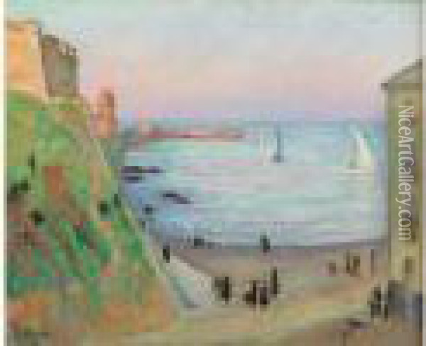 Assemblee D'artistes Sur La Colline Du Fort Dans Le Port Decollioure Oil Painting - Henri Lebasque