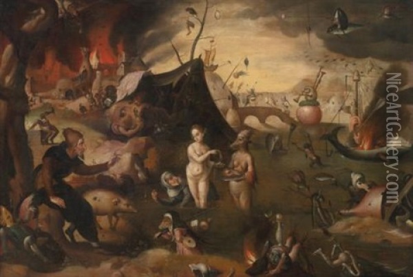 Temptation Of St. Anthony Oil Painting - Hieronymus Bosch