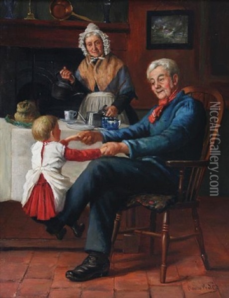 Apple Of Her Grandparent's Eyes Oil Painting - Claude Pratt