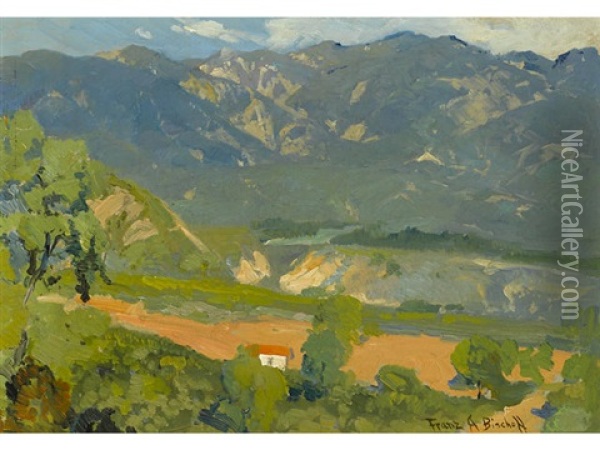 Pasadena Foothills With Lone House Oil Painting - Franz Arthur Bischoff