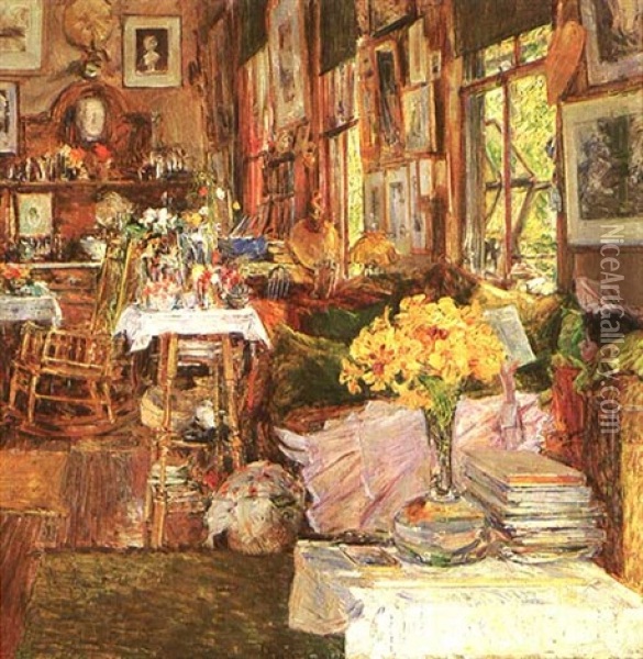The Room Of Flowers Oil Painting - Childe Hassam