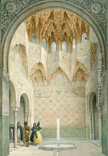 The Hall of the Abencerrages, the Alhambra, Granada Oil Painting - Leon Auguste Asselineau