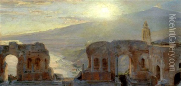 Det Antike Teater I Taormina Oil Painting - Peder Severin Kroyer