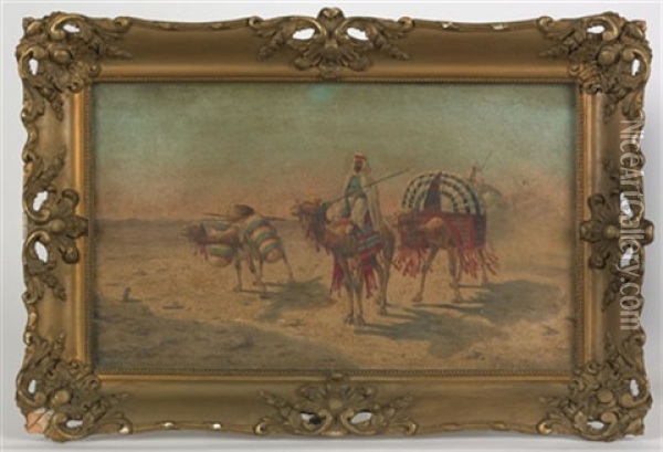 Middle Eastern Caravan Scene Oil Painting - Paul Jean Baptiste Lazerges