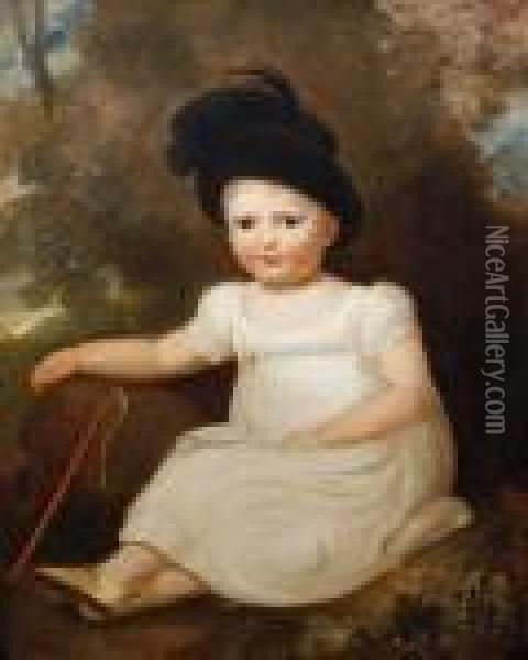 Portrait Of A Seated Child Oil Painting - John Hoppner
