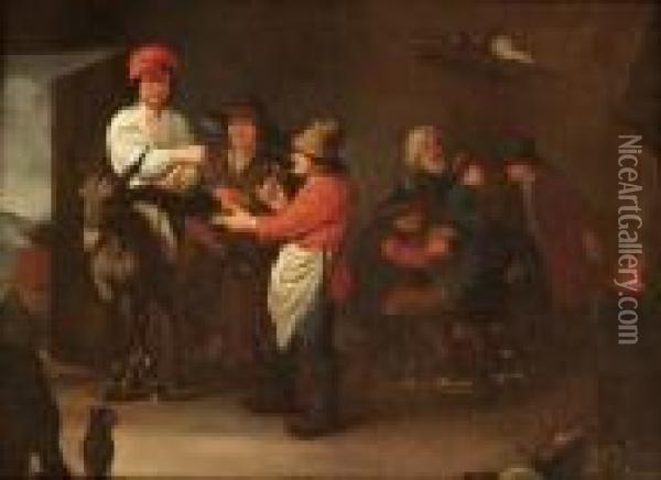 Peasants Drinking And Smoking In An Interior Oil Painting - Pieter Jansz. Quast