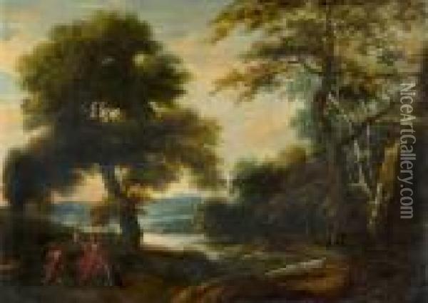 River And Woodland With Mercury And Argus Oil Painting - Jaques D'Arthois