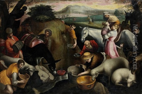 Le Frappement Du Rocher Oil Painting - Jacopo dal Ponte Bassano